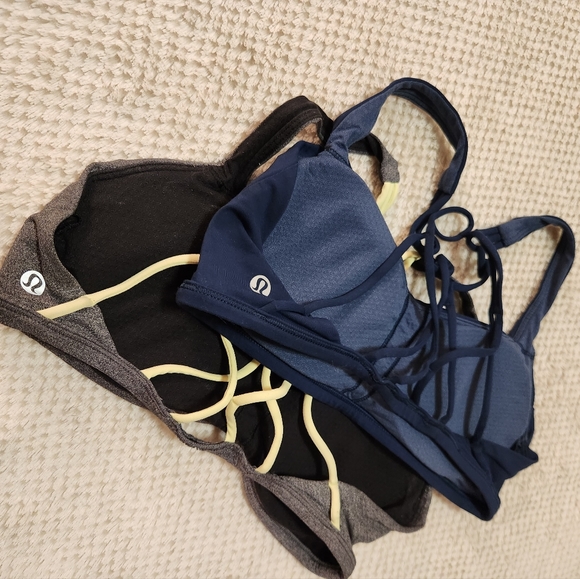 Lululemon Sports Bras - a pair of 2 - grey w/ yellow straps and navy - Picture 4 of 5